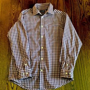 Printed LS Button Shirt by Chaps size Large blue/purple check